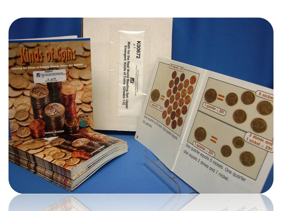 Math for the Real World Reading Set: Upper Emergent: Kinds of Coins  (Grades 1-2)