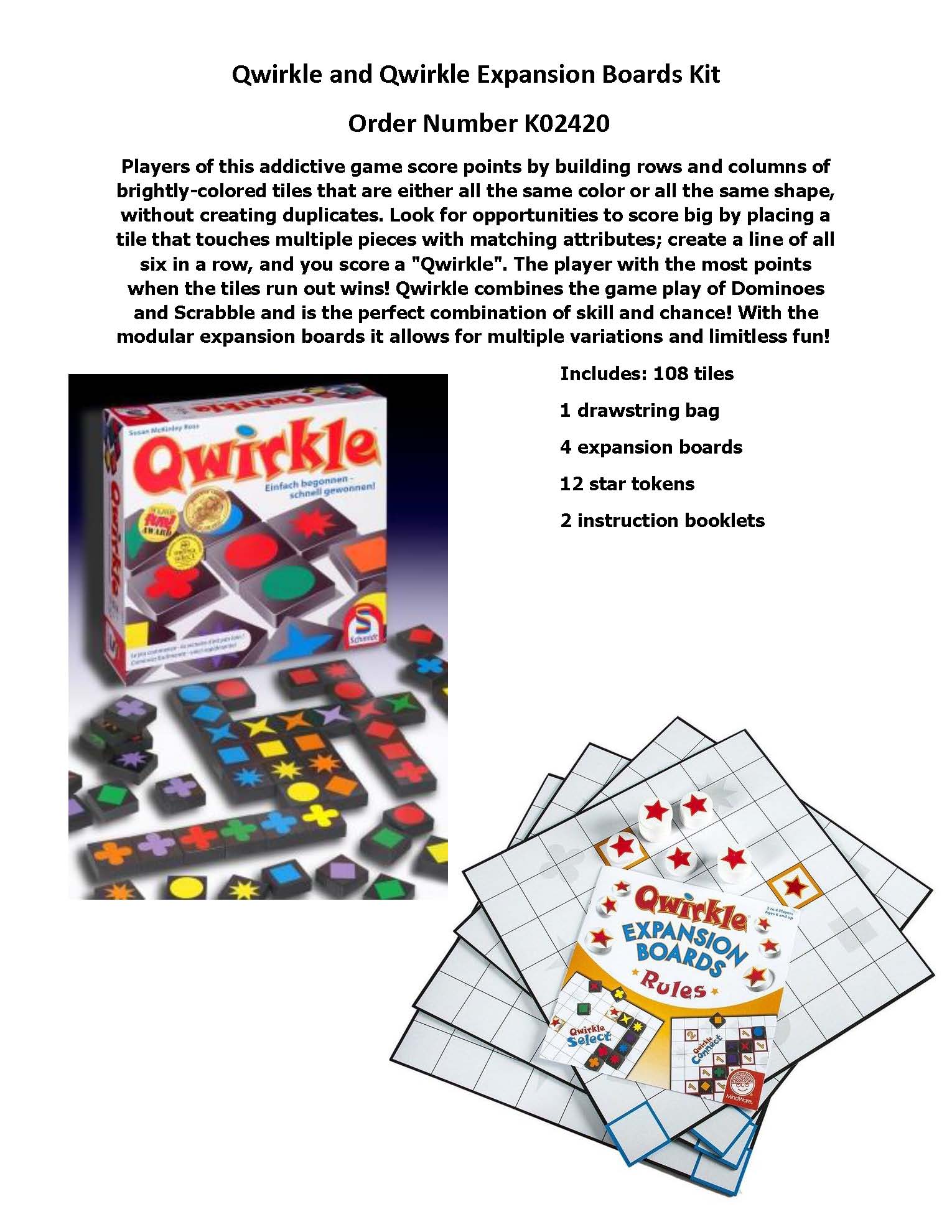 Qwirkle Game and Qwirkle Expansion Boards Kit