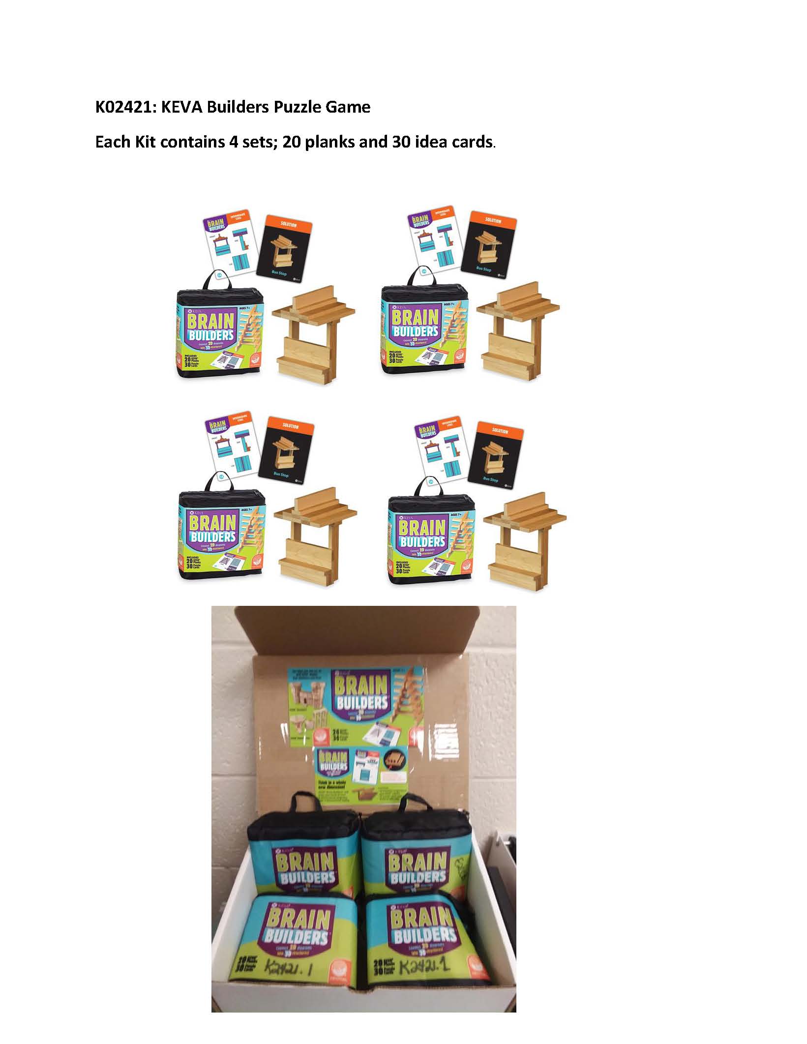KEVA Brain Builders Puzzle Game : (Includes 4 sets in each kit).